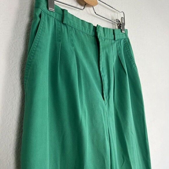 H.W Straight Leg Womens Green Vintage 70s Pleated Trouser Pants Size 14 - Picture 10 of 10
